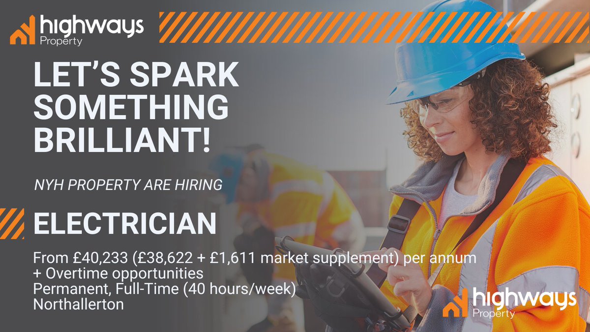 NycjobsUk's tweet image. Let’s spark something brilliant ⚡
 
Are you a skilled and motivated individual with a passion for hands-on work and problem-solving?
 
Visit nyresourcing.co.uk/nyh-property-j… to apply
 
#NYHProperty #ElectricianJobs #Electrician #NorthYorkshireJobs #Northallerton