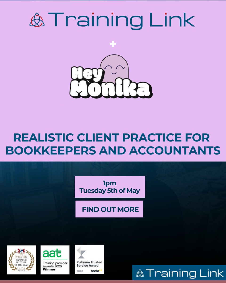TrainingLinkUK's tweet photo. Want to practice real client bookkeeping?

We're hosting a free webinar with Hey Monika to give bookkeepers and accountants realistic client scenarios to build confidence.

Join us next Tuesday at 1pm 

➡️ https://t.co/ylkrz5VDnB

#DistanceLearning #ICB #AAT https://t.co/M5ZkrpfHUd