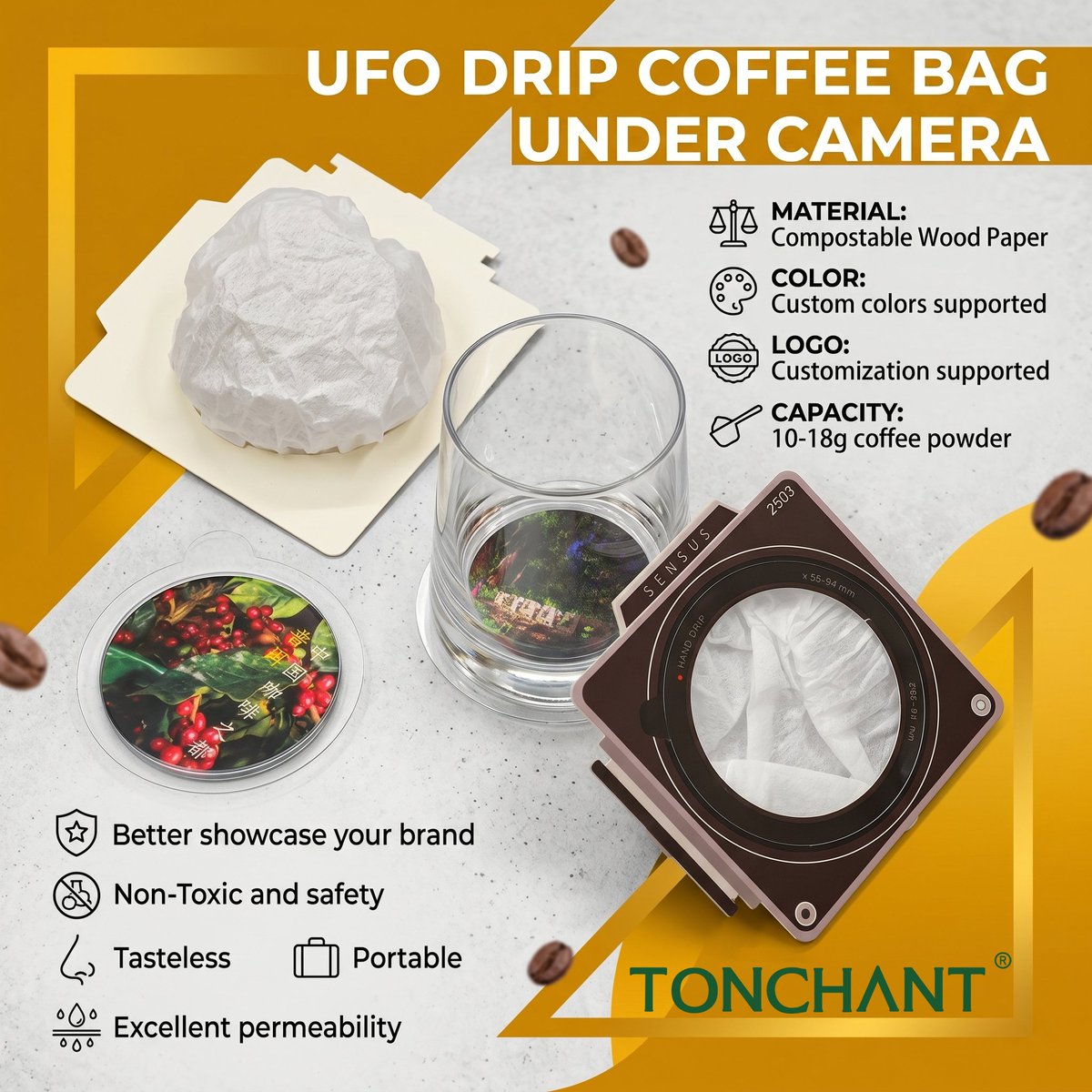 Tonchantpack's tweet image. UFO drip coffee bags: 10-18g capacity, compostable wood paper, fully customizable. Your brand, your vibe. DM us!tonchant.com
#UFOcoffee #CustomCoffee #EcoBrew #CoffeeFilters #Tonchant