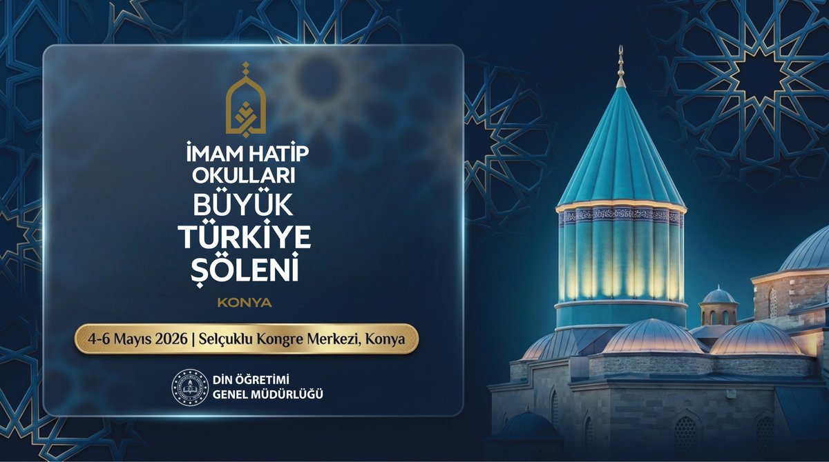 konyamem's tweet photo. İmam Hatip Okulları, ilimle değeri, gelenekle geleceği buluşturan güçlü yolculuğunu Konya’da büyük bir şölenle taçlandırıyor.

4-6 Mayıs 2026 tarihlerinde gerçekleşecek “İmam Hatip Okulları Büyük Türkiye Şöleni”, sadece bir yarışma değil; bir medeniyetin sahneye çıkışı…

🎤 Kur’an tilavetinden ezana, hutbeden hafızlığa…
Türkiye’nin dört bir yanından gelen öğrenciler, emeklerini ve gayretlerini Türkiye finallerinde ortaya koyuyor.

🎶 Musiki, kültür, sanat ve daha fazlası…
Eşref Ziya Terzi, Fatih Koca ve Ömer Karaoğlu’nun sahne alacağı programda; öğrenciler de kendi birikimlerini izleyiciyle buluşturuyor.

🏛️ Geçmişten bugüne uzanan bir yolculuk…
Zaman tüneli, stantlar ve eş zamanlı etkinliklerle imam hatip ruhu yakından hissediliyor.

4-6 Mayıs 2026 tarihleri arasında ilimiz Selçuklu Kongre Merkezinde gerçekleştirilecek olan İmam Hatip Okulları Büyük Türkiye Şöleni, büyük bir heyecanın eşliğinde başlıyor.

@tcmeb @Yusuf__Tekin 
@TCKonyaValiligi @Vali_Akin 
@Konyabuyuksehir @u_ibrahim_altay 
@CelileErenOKTEN @meb_dinogretimi 
@drahmetisleyen @gokhanmurat1 #BizimOkulumuz #BaşarmayaHazırım #Konyamem