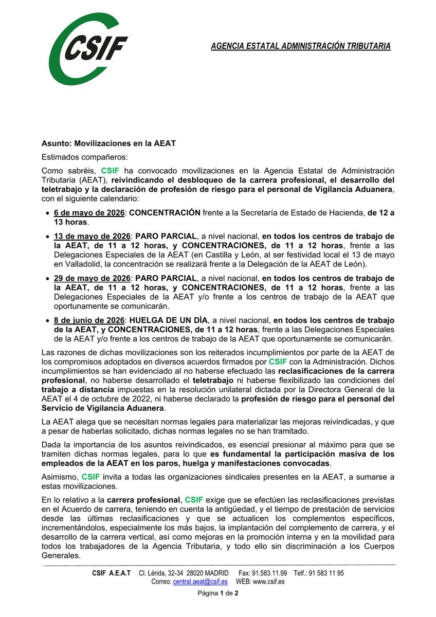 CSIF AEAT tweet media