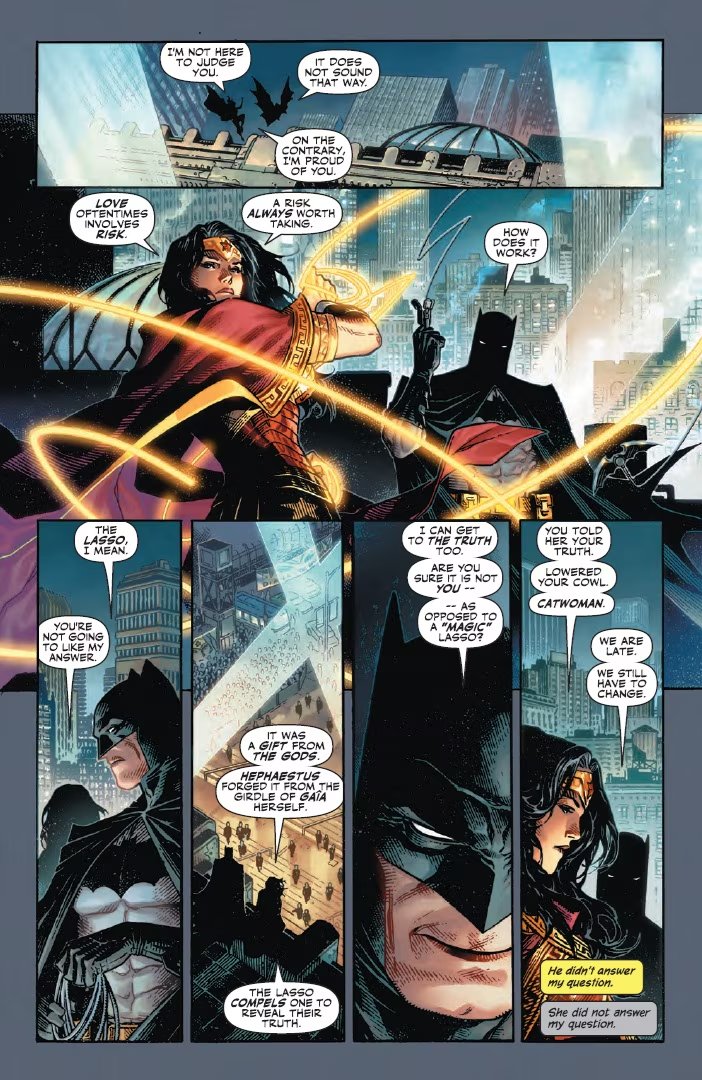nomicsfr's tweet photo. Je viens de lire Batman/Wonder Woman: Truth #1 et quelle déception !

Artistiquement c'est magnifique, mais l'histoire est très vite oubliable. Comme Hush 2, on a l'impression que le récit a été écrit avec 20 ans de retard. https://t.co/OMduGrFGJg