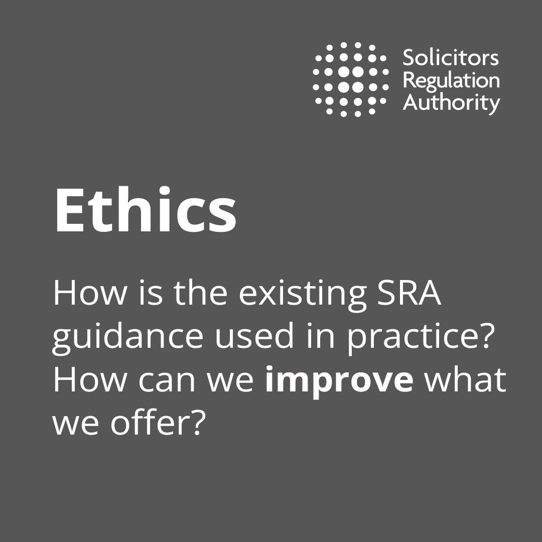 sra_solicitors's tweet photo. We want to hear from you 🫵

For solicitors, the ethical choice is often clear. But some scenarios are more complicated. We want to understand the factors driving unethical behaviour, and what we can do to address them. 

Sign up to one of our focus groups
https://t.co/ET0ImP0Z2F https://t.co/G5uvPg0Mca
