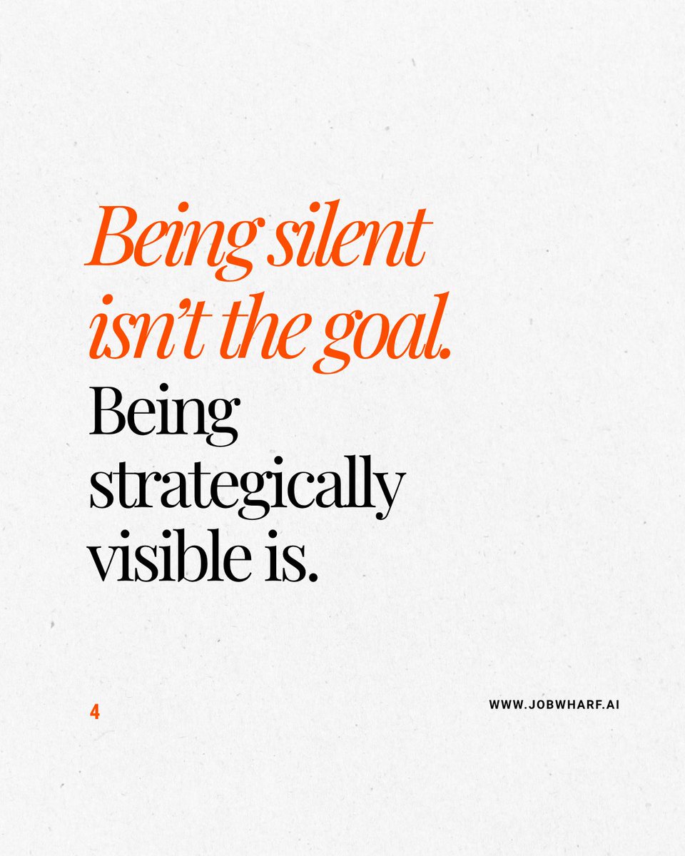 jobwharf's tweet image. You don’t need to be loud to be recognised.

Most people confuse visibility with noise.
They post more, say more, try harder.

They’re precise.
They’re consistent.
They’re intentional.

👉 jobwharf.ai

#careergrowth #jobsearch #getnoticed #jobtips #jobwharf