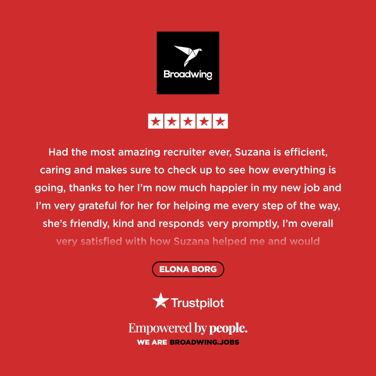 BROADWING_JOBS's tweet image. We’re proud to share a standout moment from a candidate we supported 🌟

#EmpoweredbyPeople
We are broadwing.jobs

#ClientTestimonial #HappyClient #JobSearchSuccess #CareerJourney #BroadwingTeam