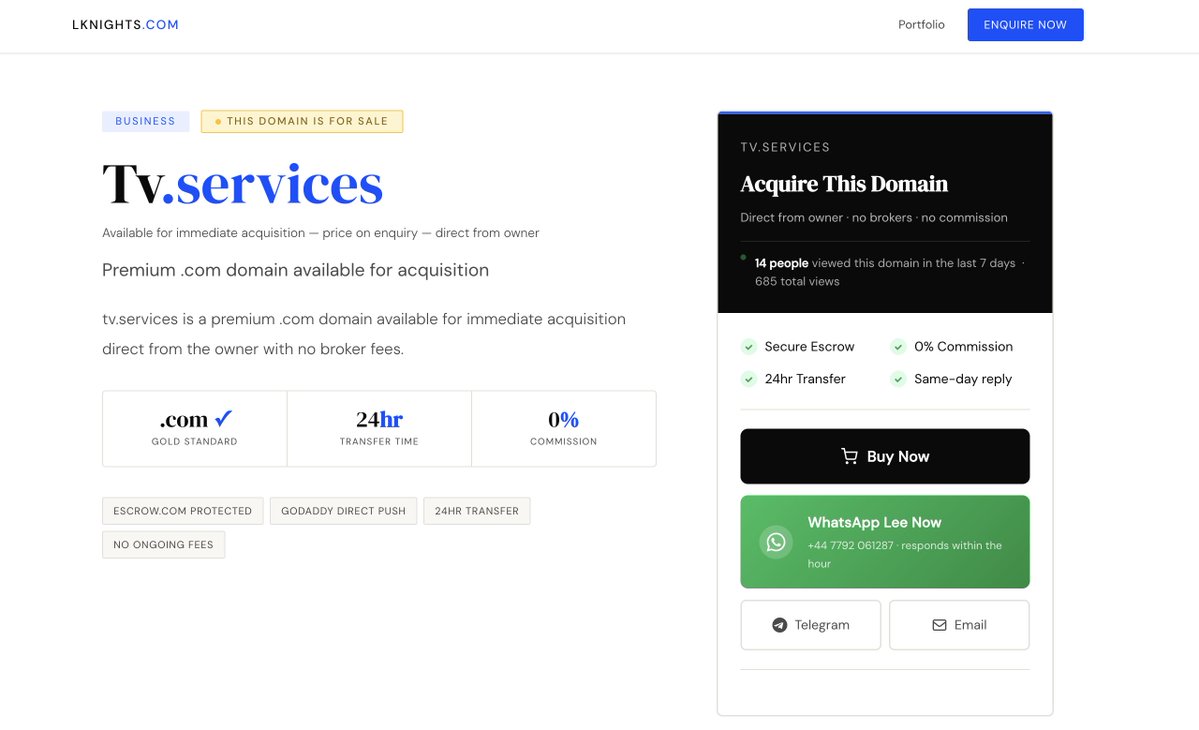 lknightsdotcom's tweet image. 2-letter premium .services domain name for sale 
TV.services 

Good price - DM us if interested or go directly to the domain name and contact us from there.

#tv #services #startup