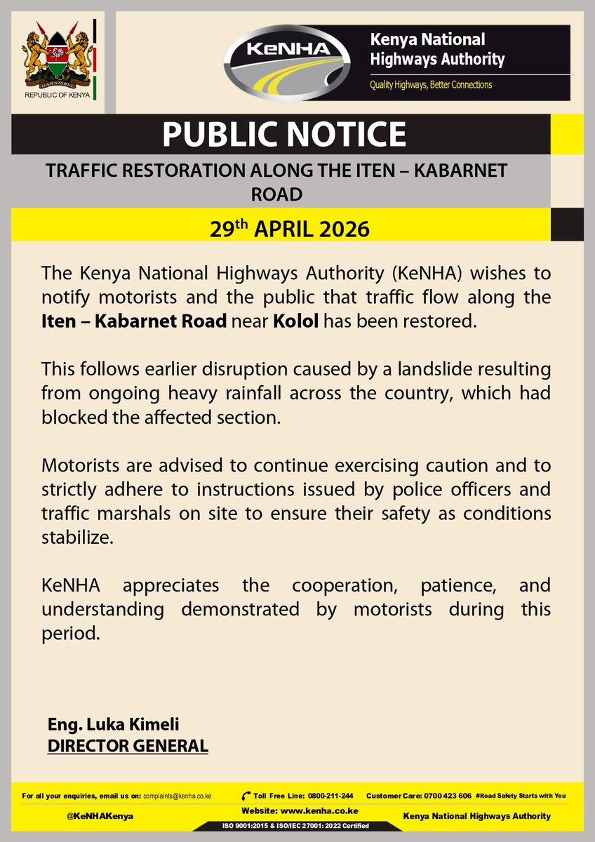 KeNHAKenya's tweet photo. Traffic Restoration along the Iten - Kabarnet Road https://t.co/lJaxjzyZ97