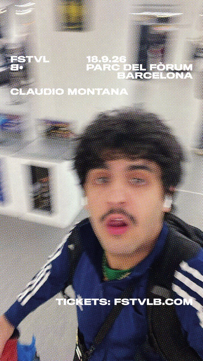 Fstvl_B's tweet photo. Des de la ciutat i per la ciutat, Claudio Montana presentarà al FSTVL·B 2026 un directe emocional poc convencional. Barrejant hip-hop, rap i R&amp;B, ha creat un univers propi amb temes com Madrid i Dólares o Tamara

Tickets: https://t.co/o1bTsIIMCW 🔗link a la bio
#BSeries26 #FstvlB https://t.co/lnGCeBXMUV