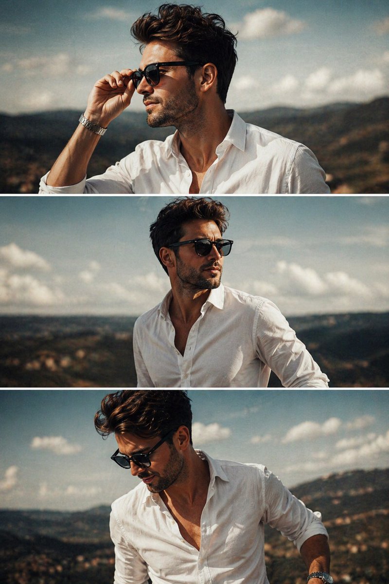 Cinematic Confidence: A Fashion Statement in Three Frames - PromptGather image 1
