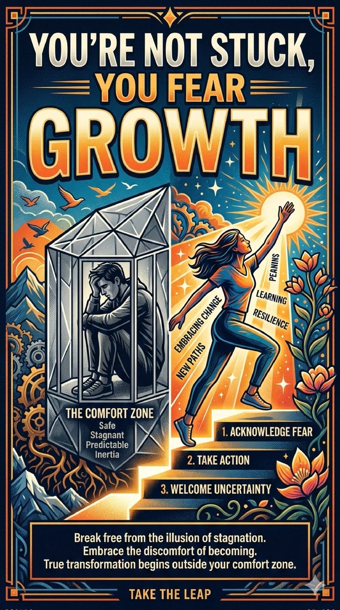 UrbanMind78's tweet image. Comfort feels safe.
Growth feels scary.
That’s the whole point.
#ComfortZone #Growth #Mindset #Discipline
