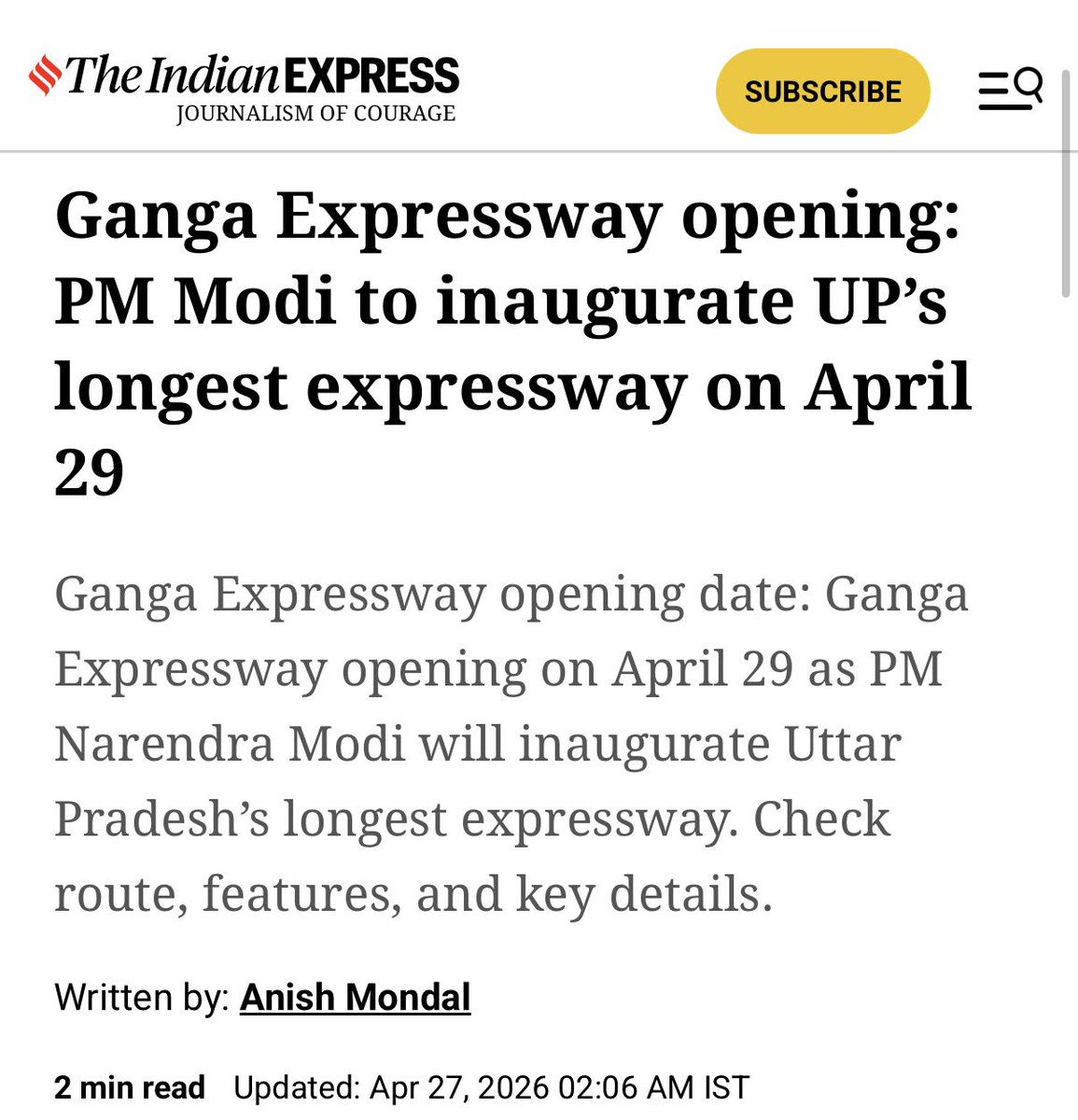 🚨 From a file since 2007 to a 594-km expressway inaugurated on April 29.

UP today:
> 83 medical colleges
> 32,000 factories
> ₹36 lakh crore GSDP
> IAF airstrip
> Industrial corridor
> Airport link, and green cover.

#ExpresswayPradeshUP