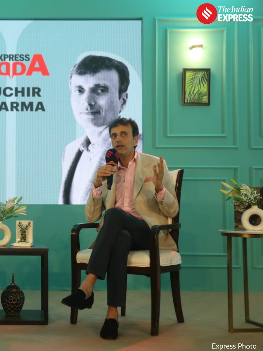 IndianExpress's tweet photo. "In this century, West Bengal and Punjab are the worst performing states in terms of per capita income,” says Ruchir Sharma.
Speaking at the #ExpressAdda, in conversation with The Indian Express' Anant Goenka, Sharma discussed variations in economic performance across Indian states, pointing to long-term trends in per capita income growth.