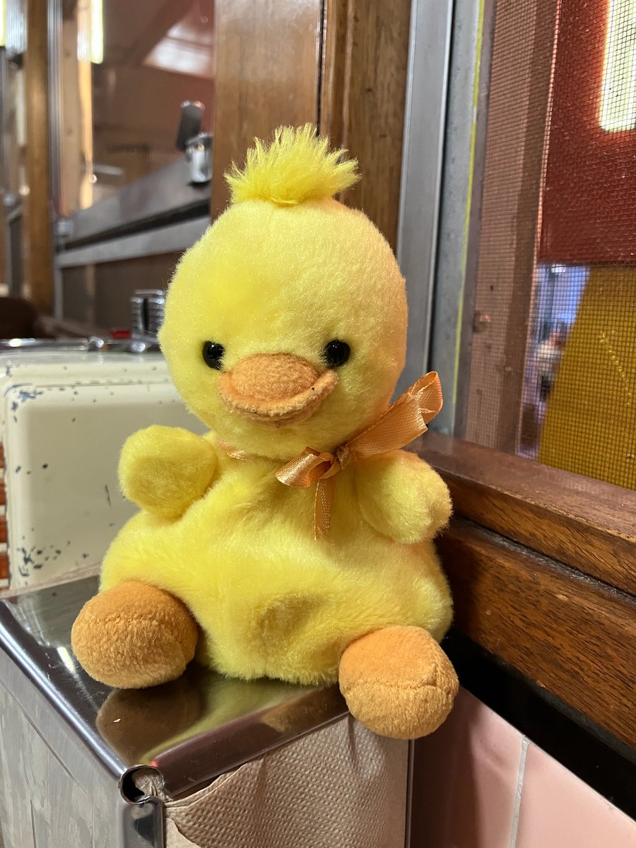 Monwter027's tweet image. Duckie at a old museum, got him a root beer float, very good #duckie #duck