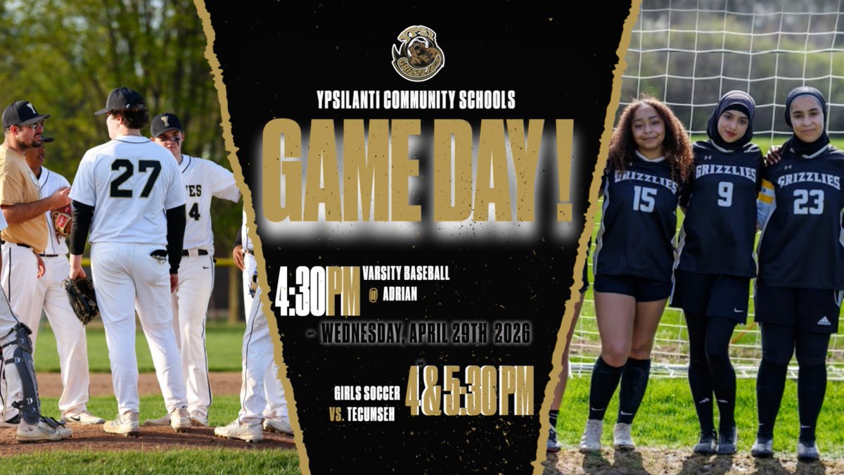 YpsiGrizzlies's tweet image. Goodluck today Grizzlies!
#GoGrizzlies #GameDay #GirlsJVAndVarsitySoccer #BoysVarsityBaseball