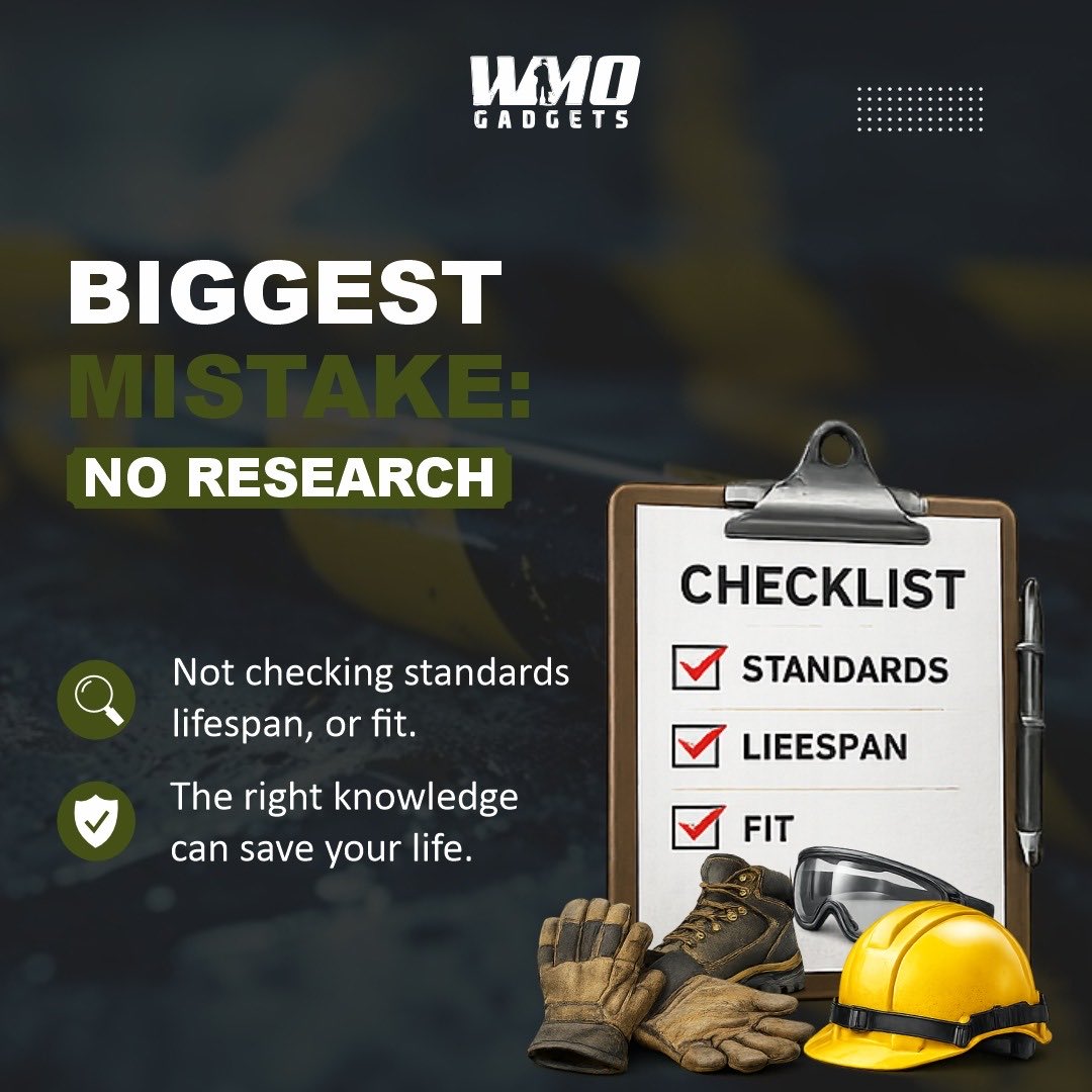 WMOgadgets's tweet image. Biggest safety gear mistake is Not knowing what you need.

Cheap gear fails.
Wrong gear risks lives.
No research = danger.

Choose certified protection.

👉 W.M.O Gadgets
@HQNigerianArmy @NigerianNavy @PoliceNG @PSIBIZA 

#SafetyFirst #ProtectiveGear #WorkSafety