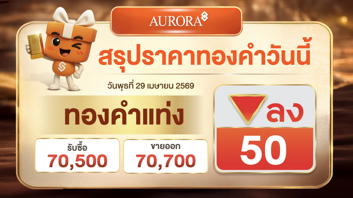 augoldofficial's tweet image. สรุปราคาทองปรับครั้งสุดท้ายของวัน     
วันที่ 29 เมษายน 2569 ปรับลง -50

#Auroragoldandjewelry #Aurora #ออโรร่า #ราคาทอง #ราคาทองวันนี้ #ทองคำ #ราคาทองออโรร่า #ร้านทองออโรร่า #สรุปราคาทอง #สรุปราคาทองประจำวัน
