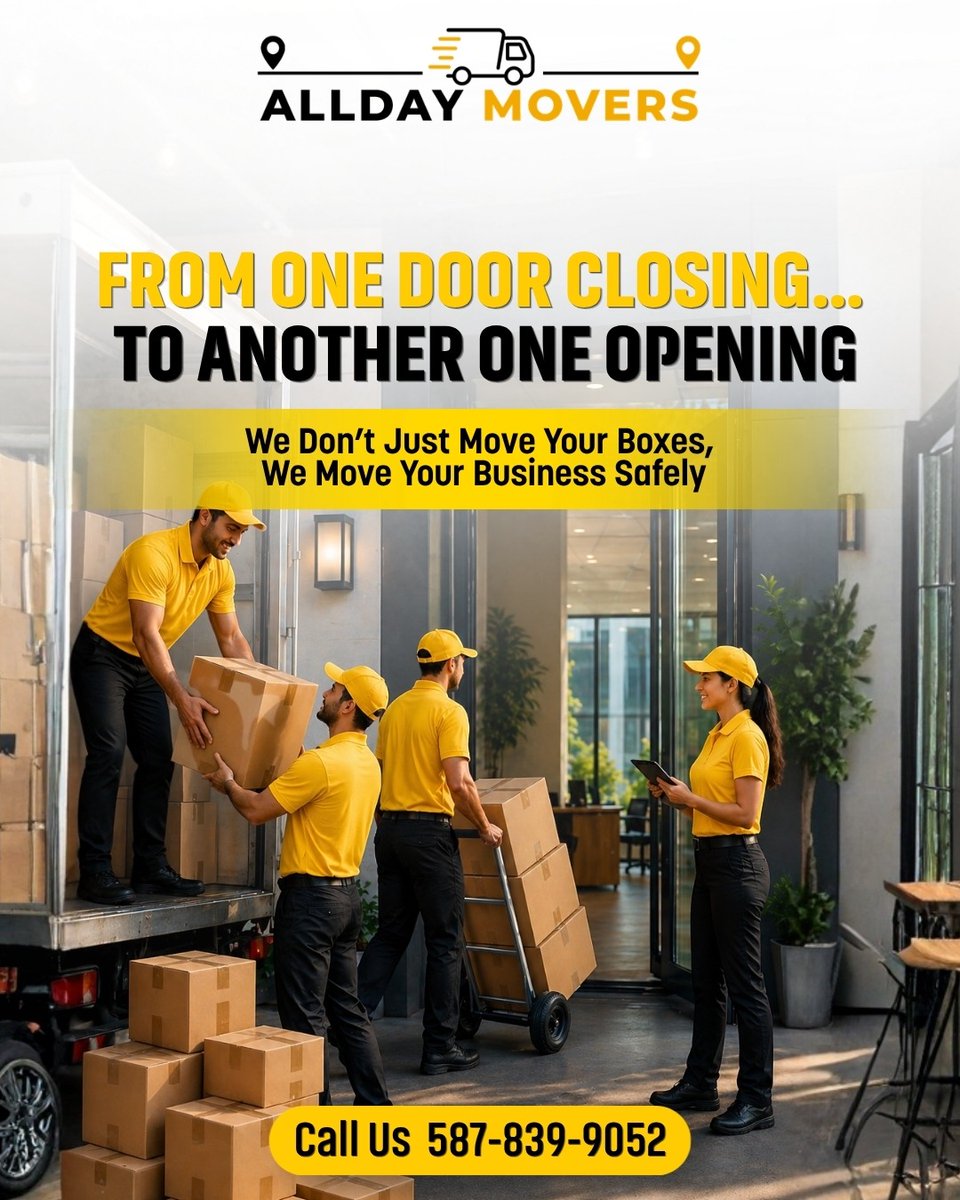 Alldaymovers12's tweet image. Families across Calgary trust All Day Movers for dependable service, careful handling, and moves done with care.

📍 Calgary, Alberta T3J 3Z9, Canada
☎ +1 587-839-9052
🌐 Website: alldaymovers.ca

#alldaymovers #calgarymovers #movingday #newbeginnings #stressfreemove