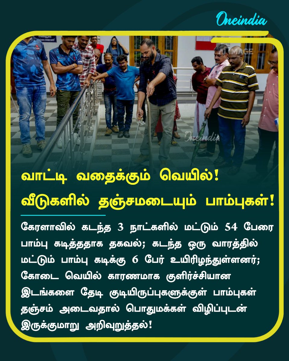 thatsTamil's tweet image. வாட்டி வதைக்கும் வெயில்! 
வீடுகளில் தஞ்சமடையும் பாம்புகள்!

#Kerala #Snake #HeatWave #NewsUpdate #Oneindia #OneindiaTamil