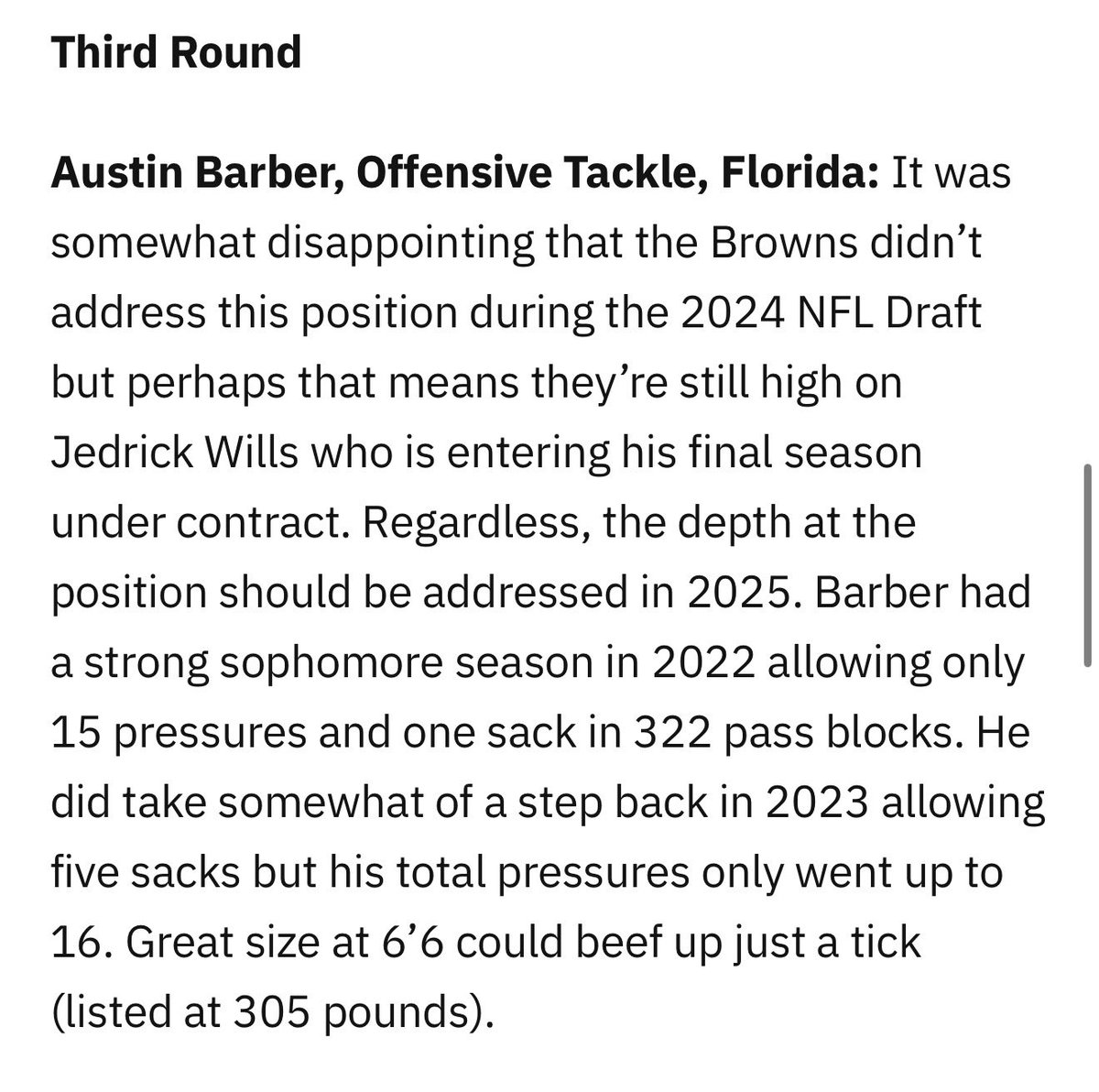 JackMcCurry08's tweet image. My Way Too Early 2025 Mock came up in my Facebook memories this morning (April 2024)

I was just one year ahead of the vision for Andrew Berry #Browns