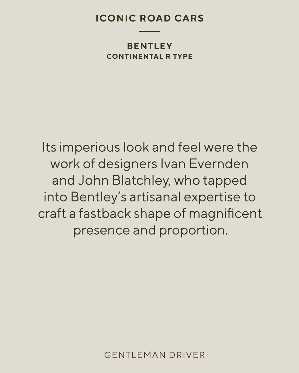 Corneliani_com's tweet photo. When the @bentleymotors R-Type Continental arrived in 1953, it felt like a spaceship. The fastest four-seater of its time, shaped by post-war engineering and aviation.
“A sculpture,” as Stefan Sielaff put it.

Photography by @amyshorephotography
⁠
#Corneliani #GentlemanDriver https://t.co/qldk4LQbTK