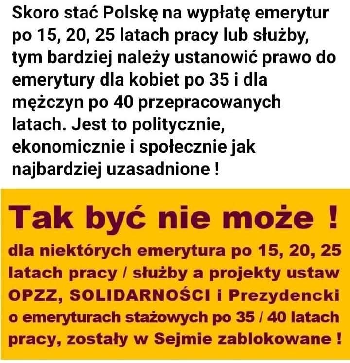 piotr_zarzycki's tweet photo. Oprócz swoich postulatów górniczych dotyczących ich pracy i płacy, pomimo, że oni mają wcześniejsze emerytury, to powinni dodać dla innych, także postulat o wprowadzeniu natychmiast #USTAWY o EMERYTURACH STAŻOWYCH K35/M40 lat stażu pracy, ponieważ od #SIERPNIA80 brak tej USTAWY‼️ https://t.co/mMFQRZZKZm
