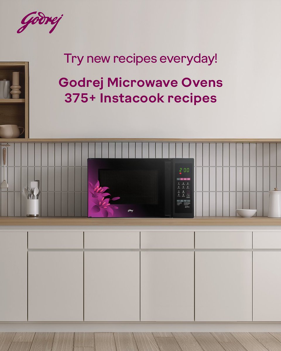 GodrejAppliance's tweet image. From everyday meals to chef-level creations, try new recipes every day in the Godrej Microwave Oven which comes with 375+ Instacook recipes.

#Godrej #GodrejMicrowaveOven #SochKeBanayaHai #ThingsMadeThoughtfully