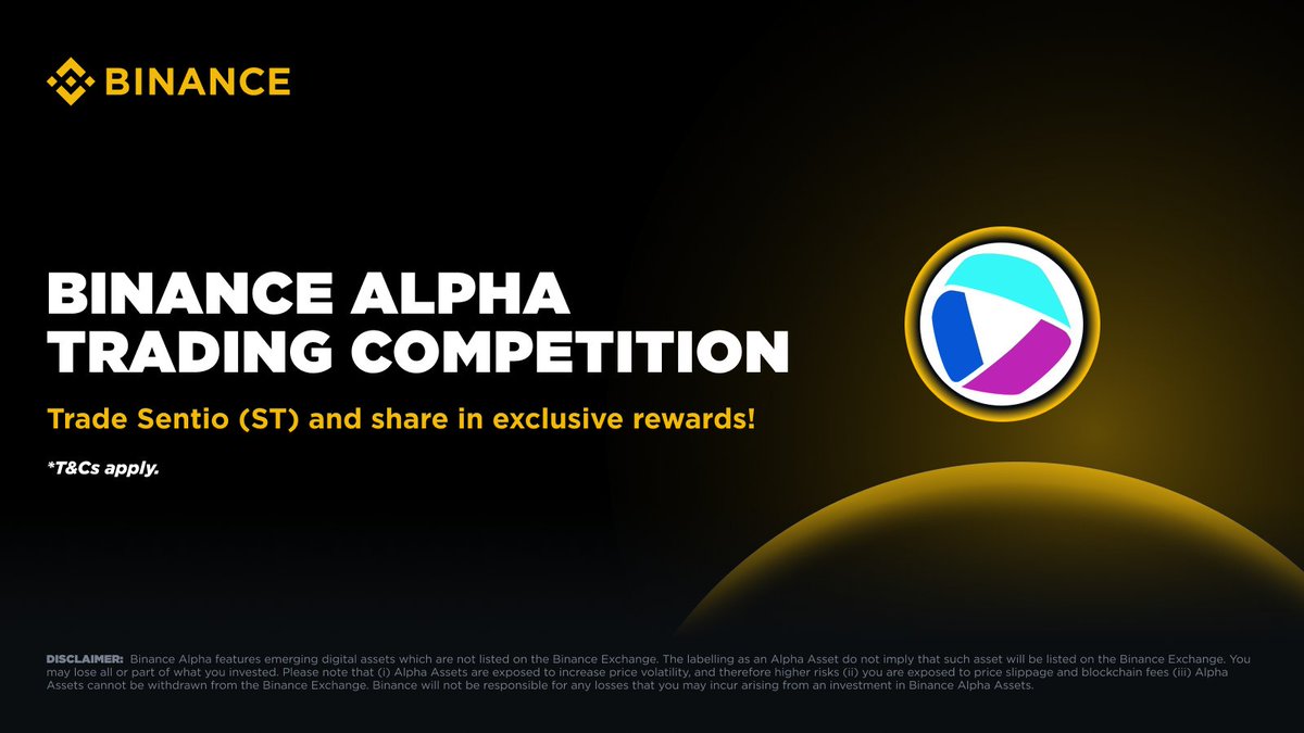 BinanceWallet's tweet image. Join the #Binance ST Trading Competition now!

🔸 Trade ST with $200K worth of rewards up for grabs.
🔸 Click [Join] on the Binance App event page to start tracking trade volume.
🔸 New mechanic: Early Bird Multiplier — the earlier you trade, the higher your boost. Day 1 trades