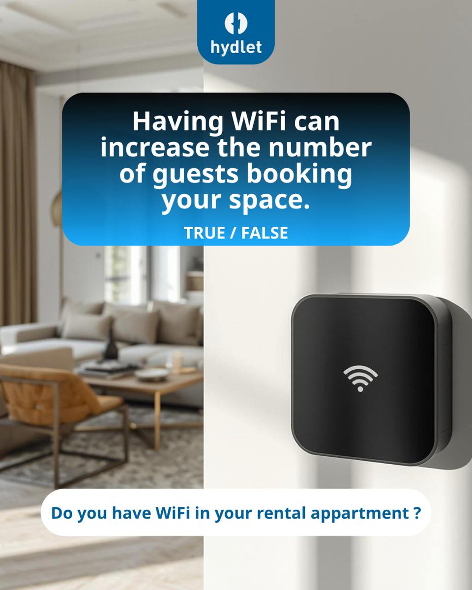 Hydlet_'s tweet photo. Le Wi-Fi n’est plus un luxe, c’est un critère de choix. Beaucoup de voyageurs recherchent un espace confortable où ils peuvent se connecter facilement pour travailler, se divertir ou rester en contact. Votre logement est-il prêt à répondre à cette attente ?

#Hydlet https://t.co/MRvLbsfcnY