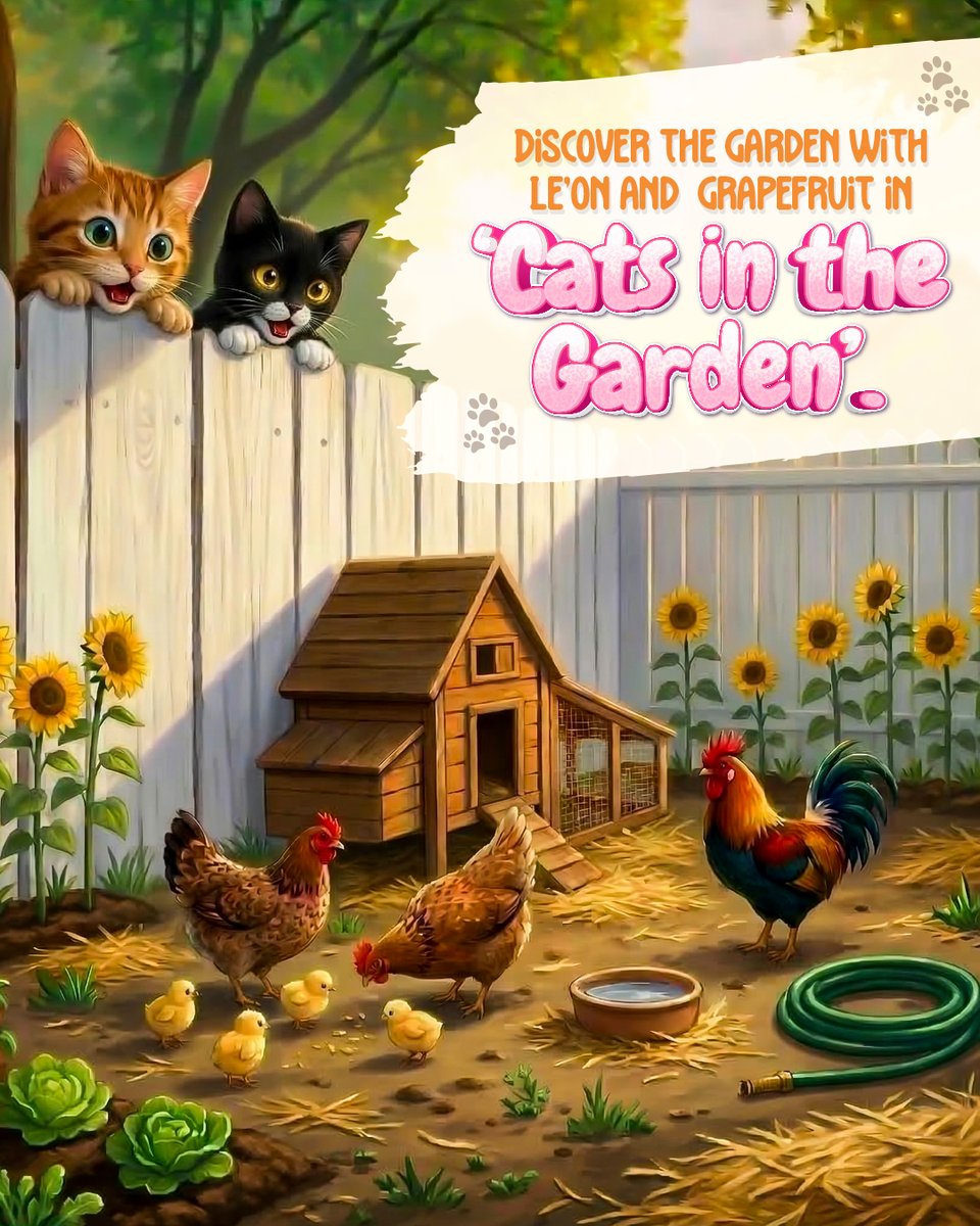 wunderwrx's tweet photo. New adventure unlocked! 🐾
Grapefruit and Le’on are exploring the garden, and there’s so much to see! 🐔✨

From fluffy chicks to curious critters, every moment is full of wonder. Join them in their new journey in “Cats in the Garden”.

#CatsInTheGarden #CuriousCats #links https://t.co/x5HnQrCDI9