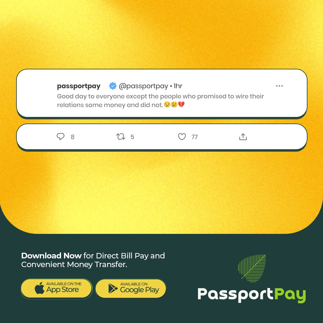 PassportPay's tweet photo. Some promises are better kept with a transfer receipt. 💸 Send love the easy way with Passport Pay.🥳.

#PassportPay
#PayDirect
#YourMoneyYourWay https://t.co/Sqwbafc2PX