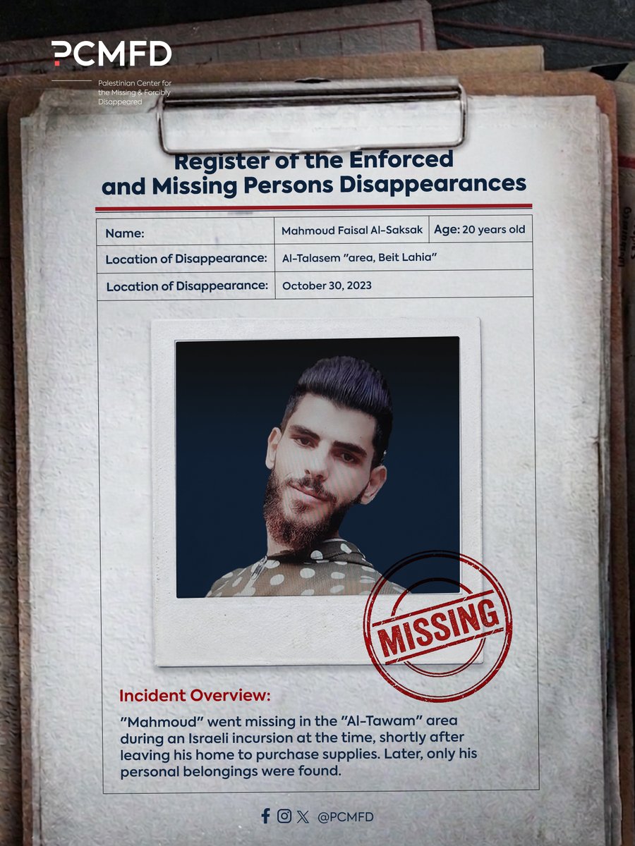 Palestinian Center for the Missing (PCMFD) tweet media