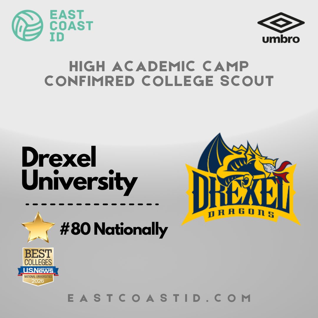 ECIDCamps's tweet photo. #80 Nationally Ranked University - #DrexelUniversity (Men’s Program) is confirmed to attend the #HighAcademicIDCamp on June 6 / For REG &amp; INFO visit: https://t.co/XavfPLOcXa @drexelmsoccer https://t.co/FrjRyoKihs