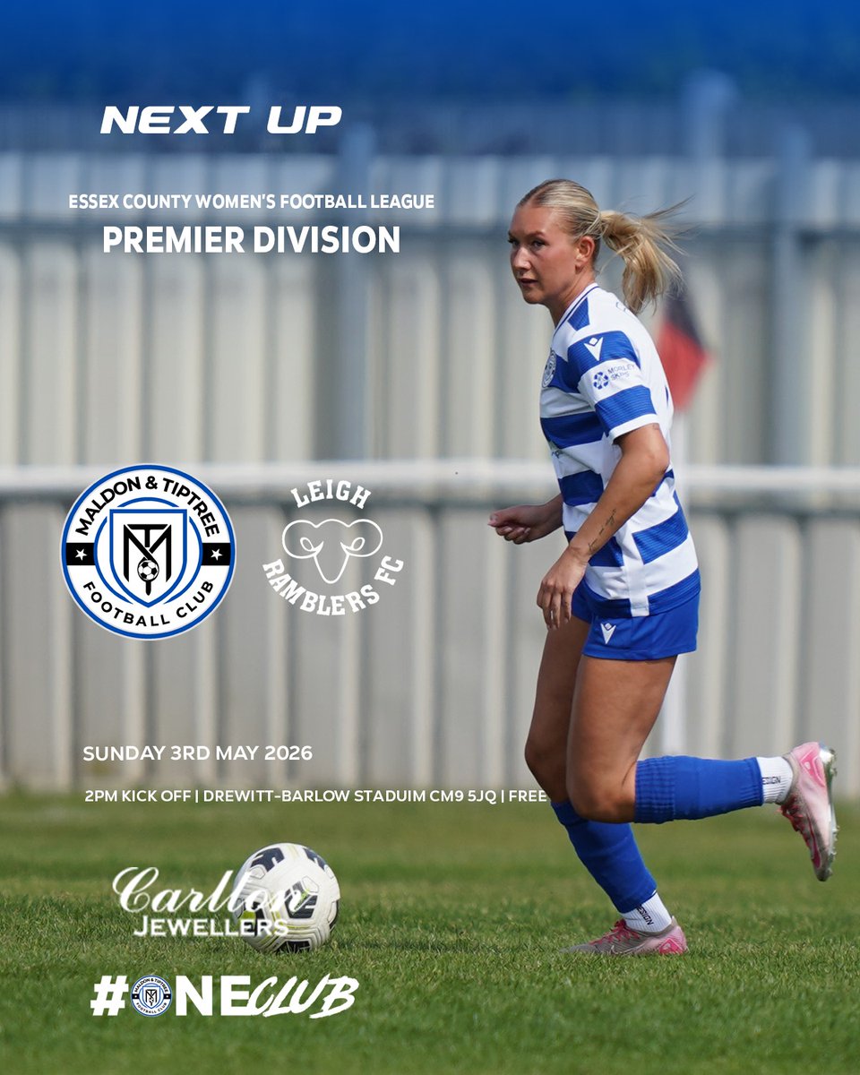 MandTWomenFC's tweet image. NEXT UP

It doesn't get much bigger then this! 

Top of the table clash, as we welcome league leaders Leigh Ramblers to the Drewitt-Barlow Stadium.

We need your support, so head down to the home of football this Sunday and cheer on the Jammer's.

#OneClub #MandTWomen #BeThere