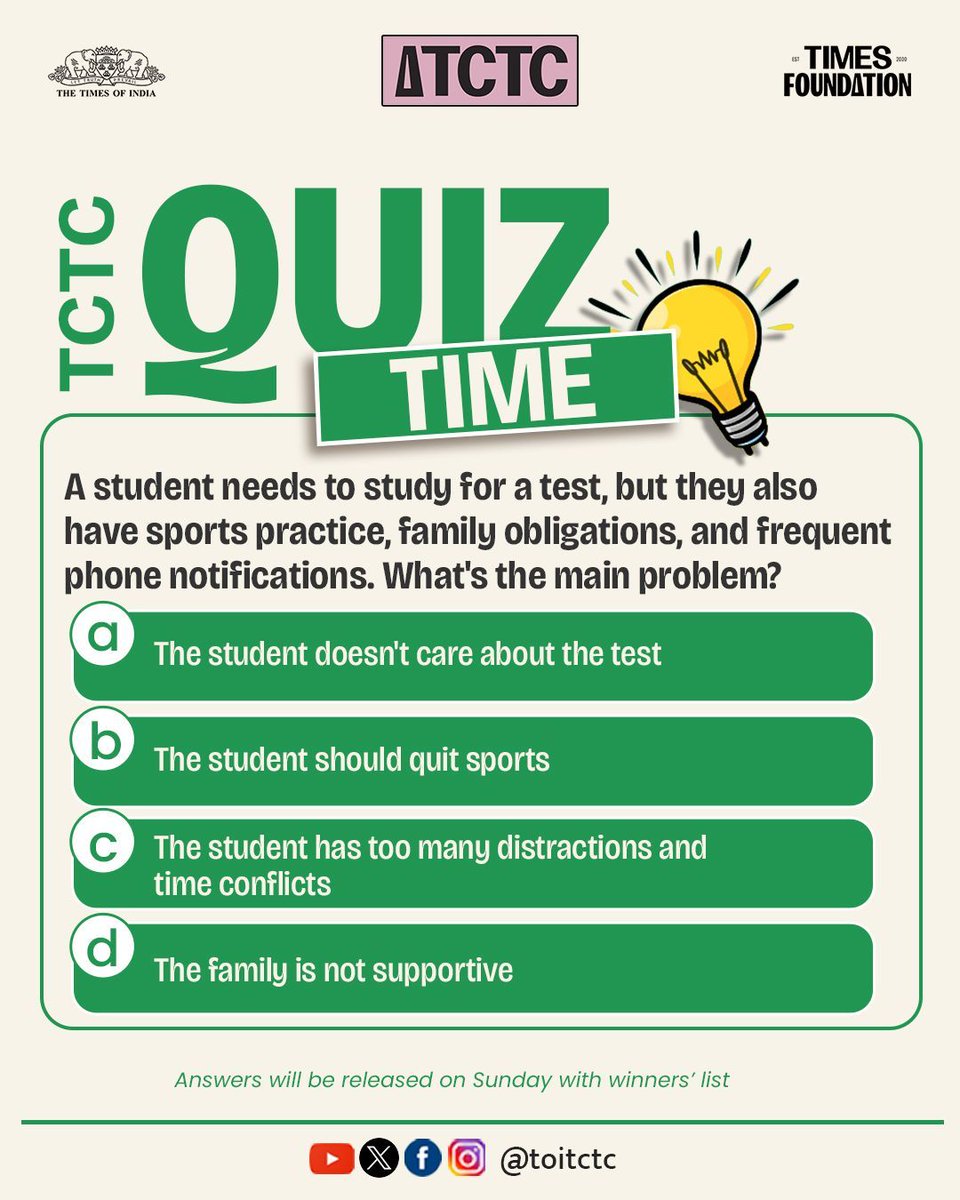 TOITCTC's tweet photo. Before you solve a problem, you have to name it correctly. 🧠

#TCTC #CriticalThinking #QuizTime #TimesFoundation #FamilyObligations https://t.co/yd9hul06j4
