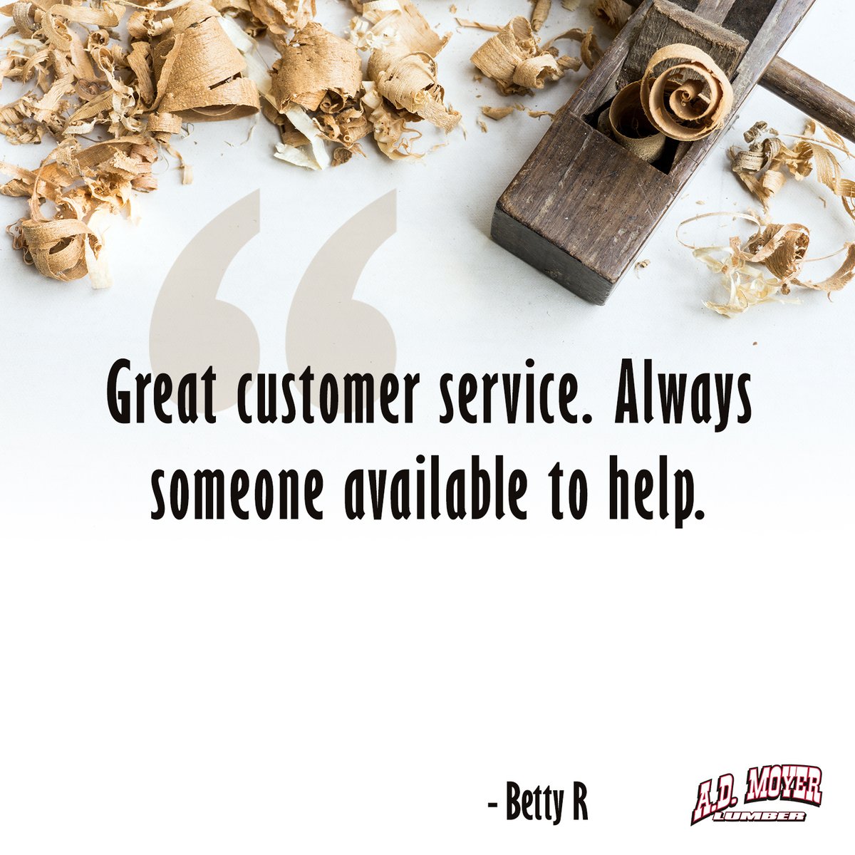 ADMoyerLumber's tweet image. We are extremely grateful to our kind customers who take the time to leave comments online. We sincerely and humbly thank you and assure you that we are committed to continually working hard daily to earn your business. 
#testimonial #shoplocal #keepitlocal