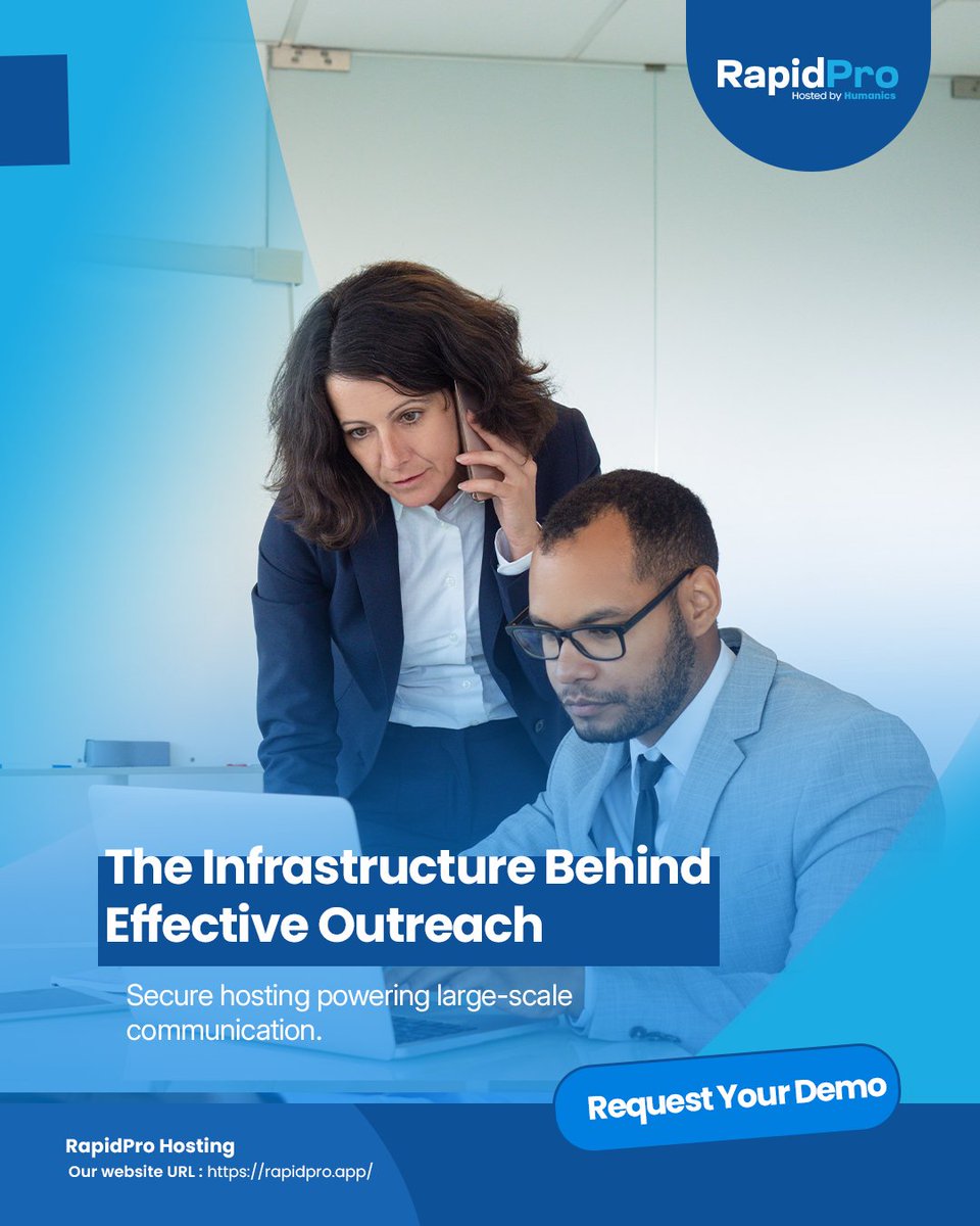 Rapidpro_App's tweet image. Governments don't lose outreach campaigns on messaging. They lose them on infrastructure. 

RapidPro App: isolated environments, government-grade scale, security by design. 

Request your demo → rapidpro.app 

#GovComms #Messaging #RapidPro