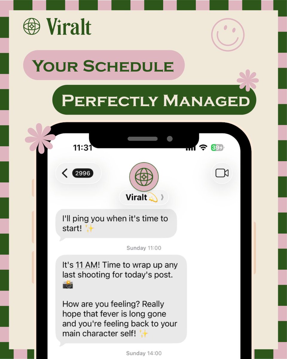 Viralt_AI's tweet image. Viralt builds your day in time blocks. 11 am shoot, 2 pm edit, that kind of cadence. Each block gets a start ping and a check at the end, so the next one doesn't drift.

#CreatorTools #Productivity