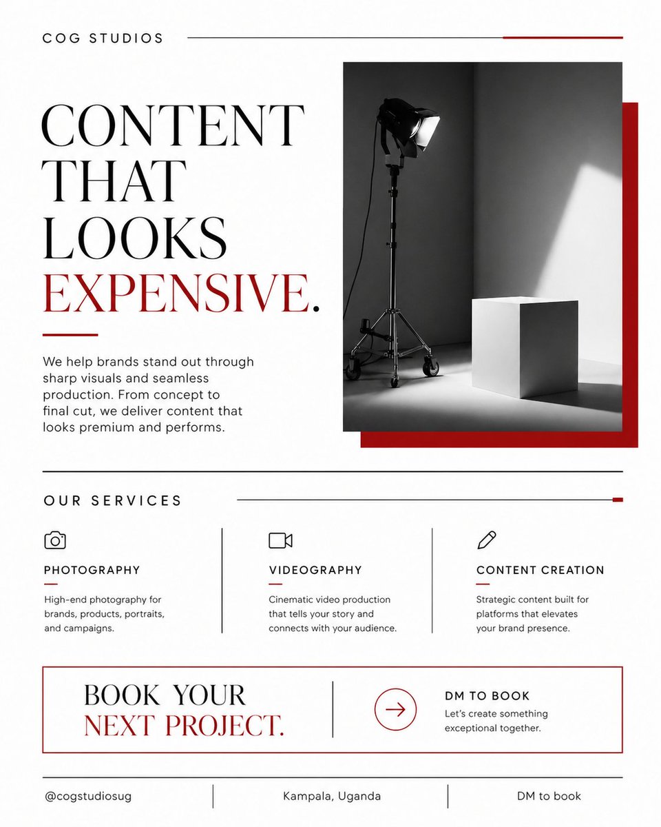 cogstudiosug's tweet image. We help brands stand out through sharp visuals and seamless productions.

#corporateevent #eventplanner #events #wedding #event #eventplanning #corporateeventplanner #corporate #party #birthdayparty #photobooth #eventorganizer #photography #weddings #eventproduction