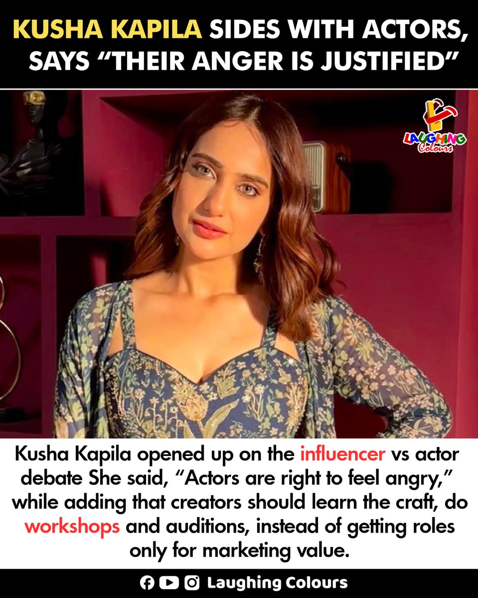 LaughingColours's tweet image. Kusha backs actors in debate 🎭

#KushaKapila #Bollywood #Influencers #Entertainment