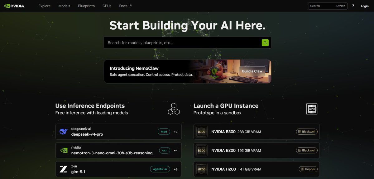 🚨 NVIDIA da acceso a +100 modelos de IA gratis por API y casi nadie lo está aprovechando.

Incluye modelos como DeepSeek V4, MiniMax M2.7, GLM 5.1 o Gemma 4, listos para usar.

Además, es compatible con OpenCode, Claude Code, Cursor y más.

Aquí te explico cómo acceder 👇