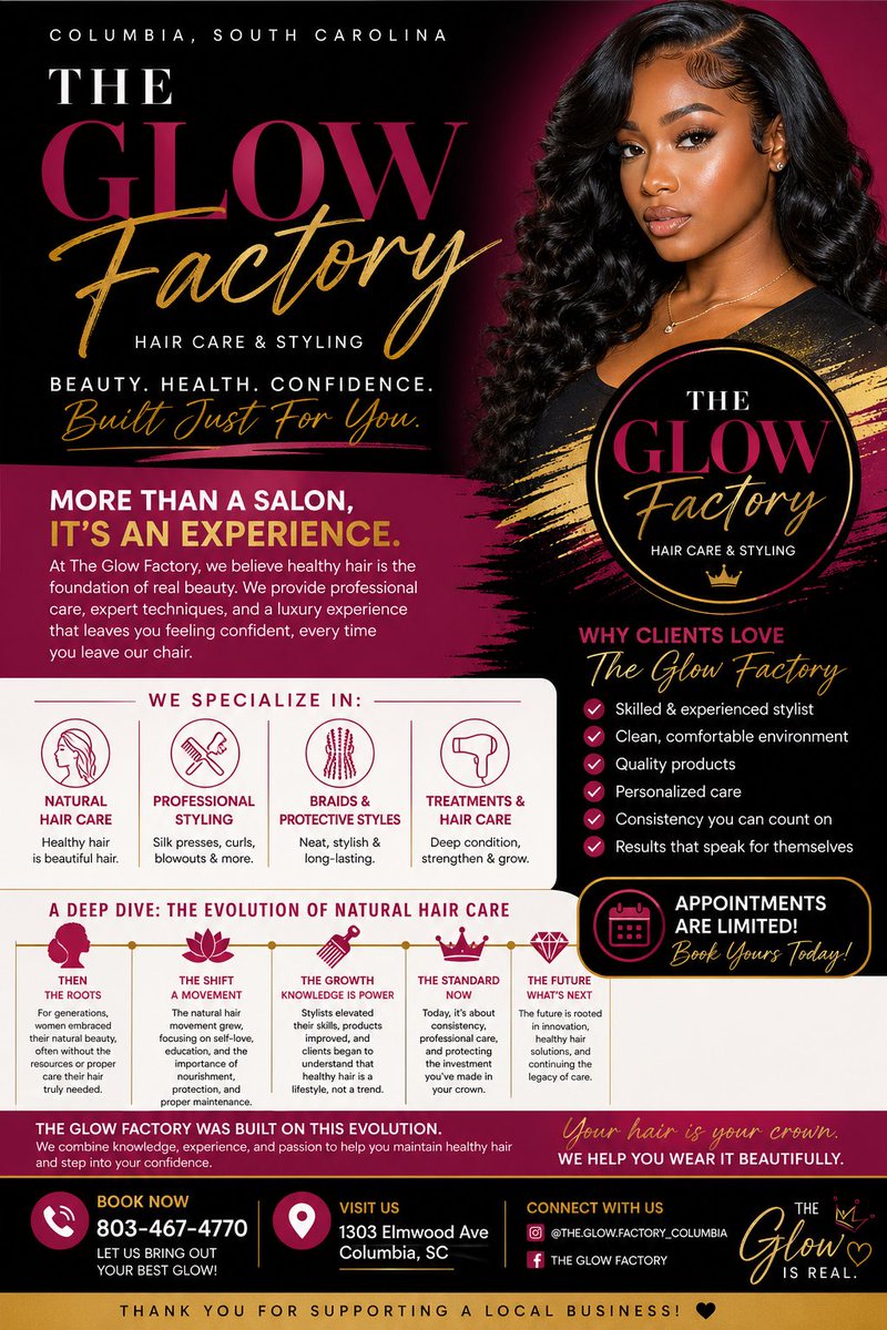 Columbia, SC 📍
If you’re tired of inconsistency, breakage, and rushed appointments…

It’s time for a better experience.

📅 Limited availability
📲 Book now: 803-467-4770