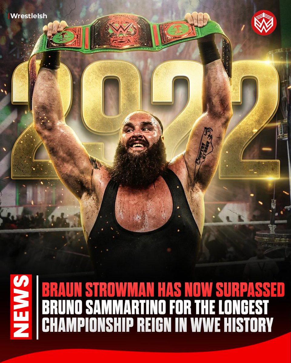 Braun Strowman now has the longest championship reign in #WWE history 😂