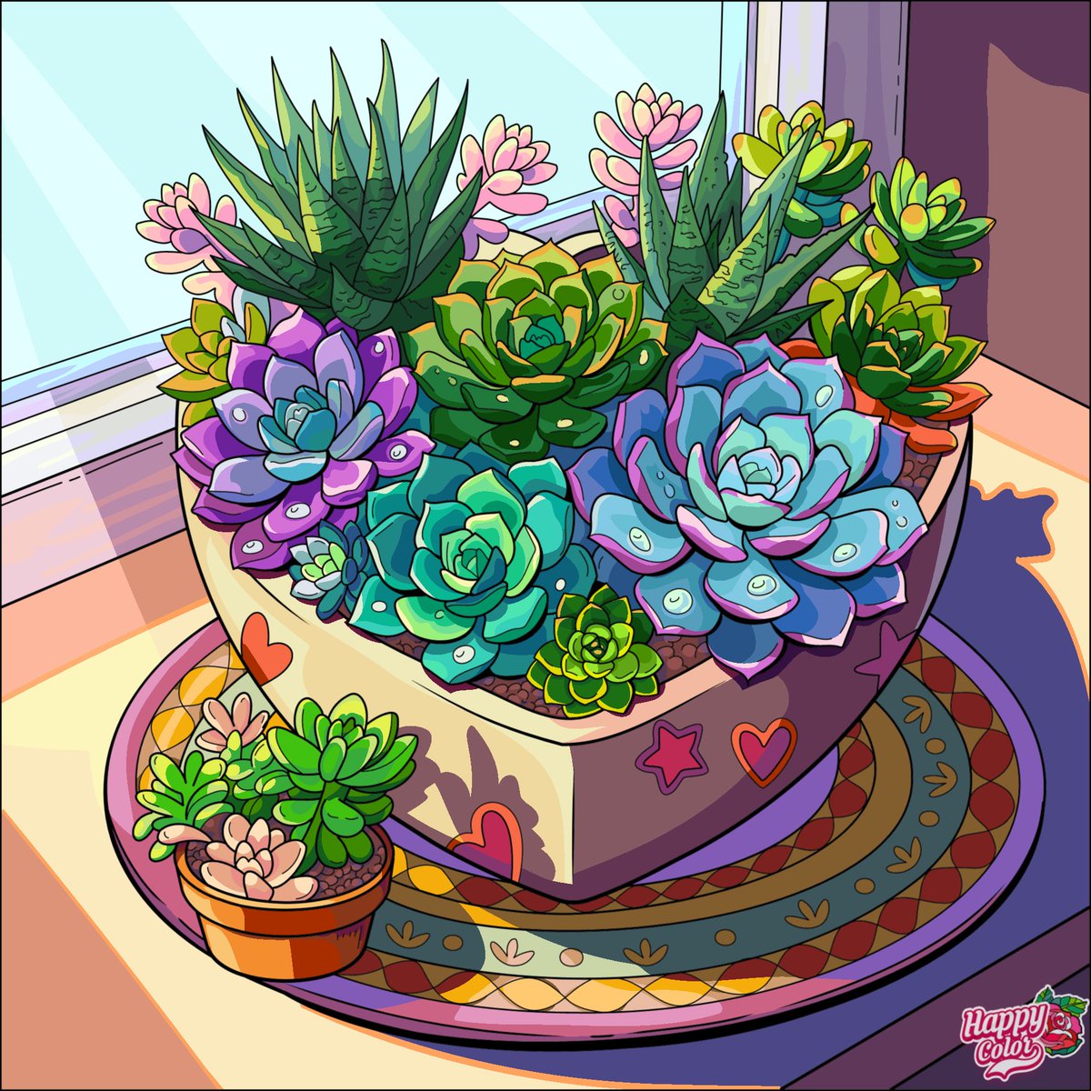 Lazy_ASMR_Joy's tweet image. How about some beautiful succulents? 

#Coloring #Relaxing #ASMR