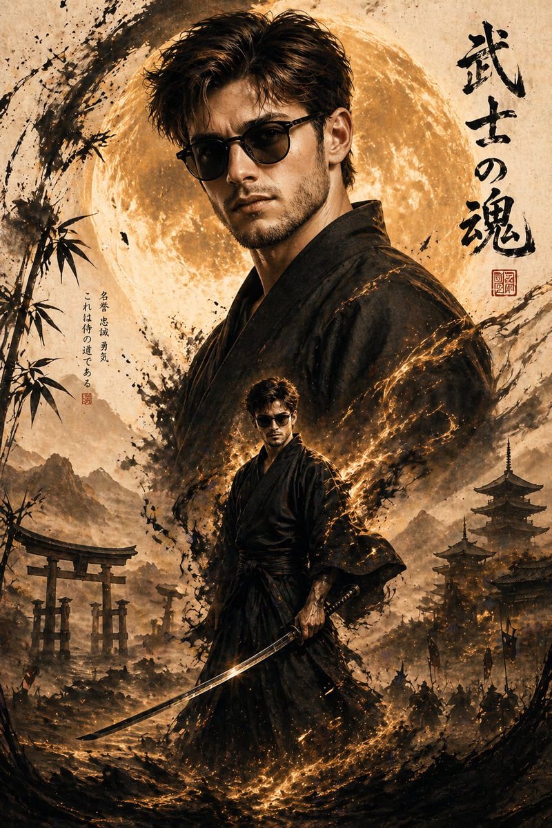 Modern Samurai in Epic Sumi-e Fusion - PromptGather image 1