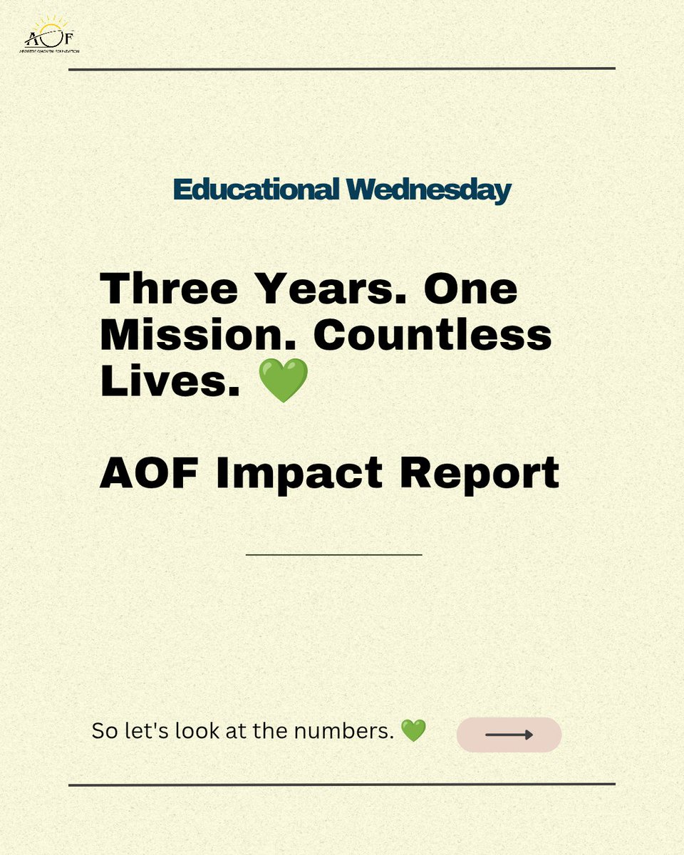 AOFOUNDATION_'s tweet image. Three years. One mission. Countless lives touched. 💚

Swipe through and see what love in action has built. And this is only the beginning. 🔥

#3YearsOfAOF #AOF #LoveInAction #ImpactReport #SDG3 #SDG4