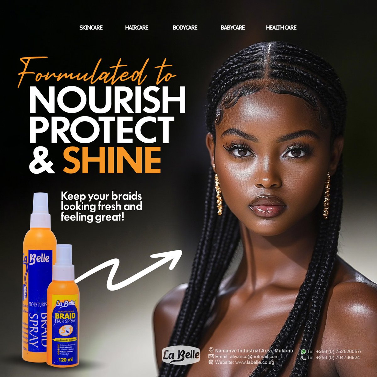 LabelleUganda's tweet image. Keep your #braids looking fresh and feeling great with our nourishing @LabelleUganda  #Braidspray perfect for long-lasting style and healthy hair.😃👍 For orders; #CallOrWhatsapp: +256 752 526057. #haircare #hairgoals #LaBelleCosmetics #turnuptuesday #empoweringinvestors