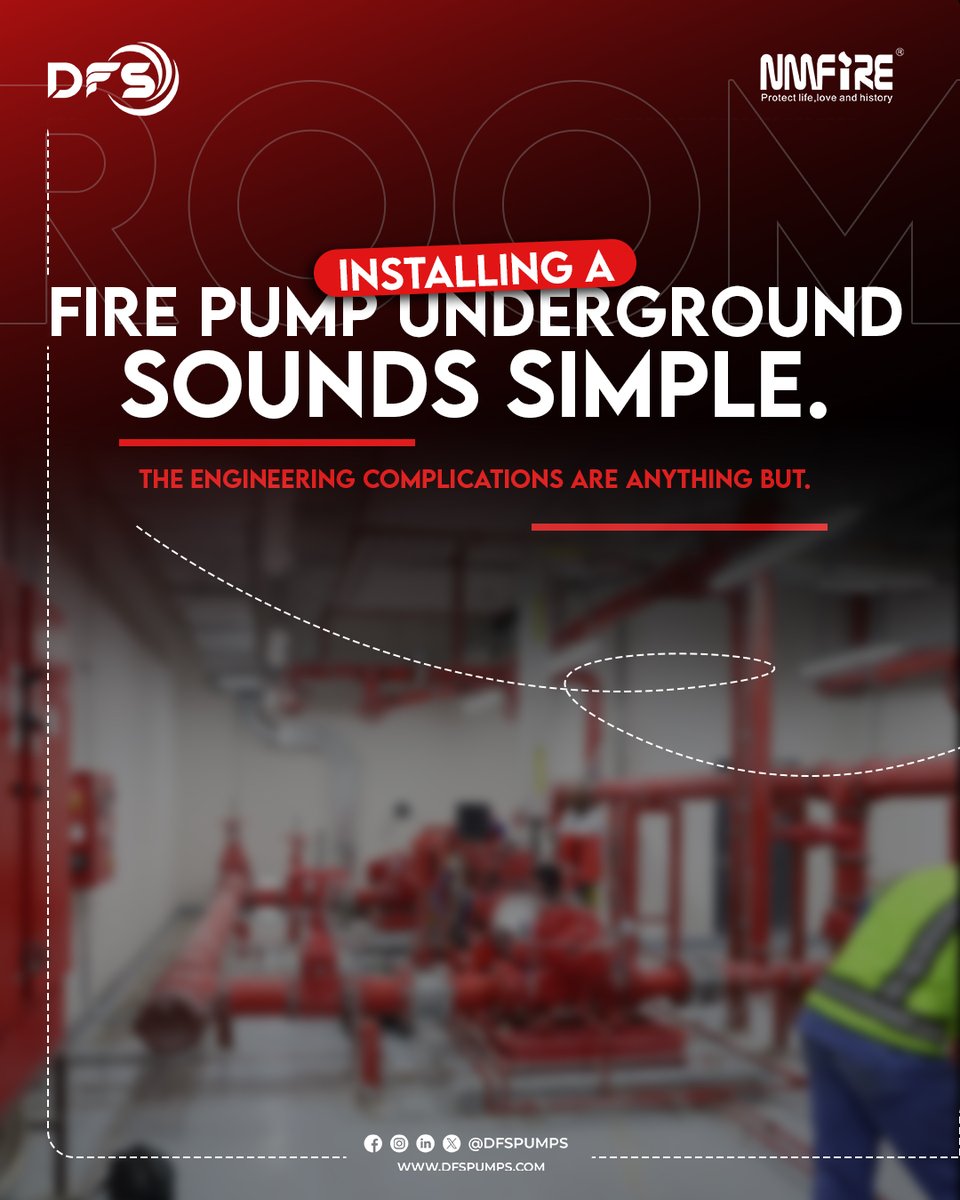 dfspumps's tweet photo. Across Saudi Arabia, basement pump rooms are one of the most common installation scenarios in commercial and residential developments.
Here's what NFPA 20 actually requires for below-grade installations that often gets missed at the design stage
#DFS #WhyNMFIRE #NFPA #Engineering https://t.co/4lRiWfbuw4