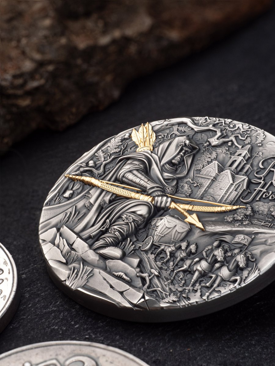 TScoinCompany's tweet image. ♞ 𝗥𝗼𝗯𝗶𝗻 𝗛𝗼𝗼𝗱 - the legend of Sherwood Forest struck into 2 oz high relief.

#TScoin #AttentionToDetails #RobinHood