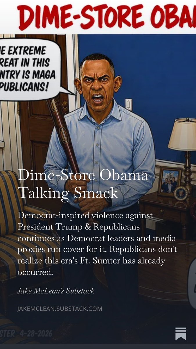 wyn2kster's tweet image. And Dime-Store Obama is leading the rhetorical charge,

WYN2KSTER Political Cartoons: Dime-Store Obama Talking Smack. #AssassinationAttempt #AmericaFirst #Trump #America #GOP #MAGA #Democrats #DemocratsAreEvil 
Click 🔗⬇️
open.substack.com/pub/jakemclean…?