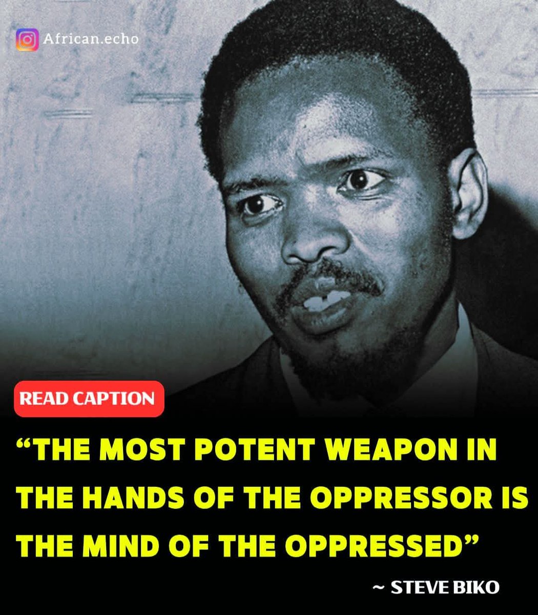 cecild84's tweet photo. Steve Biko never fired a gun. Never led an army—never held political office.

But apartheid South Africa feared him more than armed rebels.

Why?

Because Biko understood something revolutionary: the most dangerous weapon the oppressor has isn't bullets or laws. It's the mind of the oppressed.

He called it psychological colonization. The moment you accept inferiority, you've already lost. The moment you believe the system is too big to challenge, you've already surrendered. The moment you internalize shame about your identity, you've become your own jailer.

Biko founded the Black Consciousness Movement to break that mental prison. He didn't just want Black South Africans to resist apartheid. He wanted them to unlearn the lies they'd been taught about themselves.

"Black is beautiful" wasn't a slogan. It was deprogramming.

The apartheid regime couldn't allow it. In 1977, Biko was detained. Tortured. Beaten so badly his brain hemorrhaged. Police claimed he went on a hunger strike. Autopsy results told a different story: blunt force trauma to the head.

He died naked and shackled on a prison floor at 30 years old.

But his words survived. And they still cut deep today.

Because mental colonization didn't end with apartheid, it shows up every time people accept inequality as normal. Every time they police their own freedom. Every time they believe the oppressor's narrative about who they are.

Steve Biko's revolution wasn't about borders. It was about consciousness.

And that's exactly why they killed him.

---

Reference: I Write What I Like by Steve Biko (1978); Truth and Reconciliation Commission findings on Biko's death (1997).